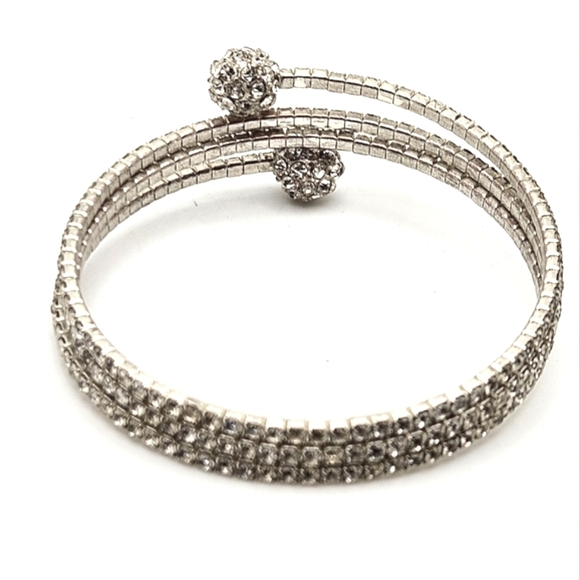 🟢3/$19🟢 Silver Wrap Rhinestone Bracelet Disco Ball Ends - Picture 6 of 6